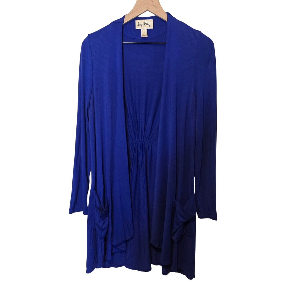 Joseph Ribkoff Open Front Cardigan Women 10‎ Royal Blue Tencel Minimalist